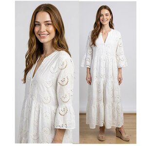 100% cotton white eyelet maxi dress